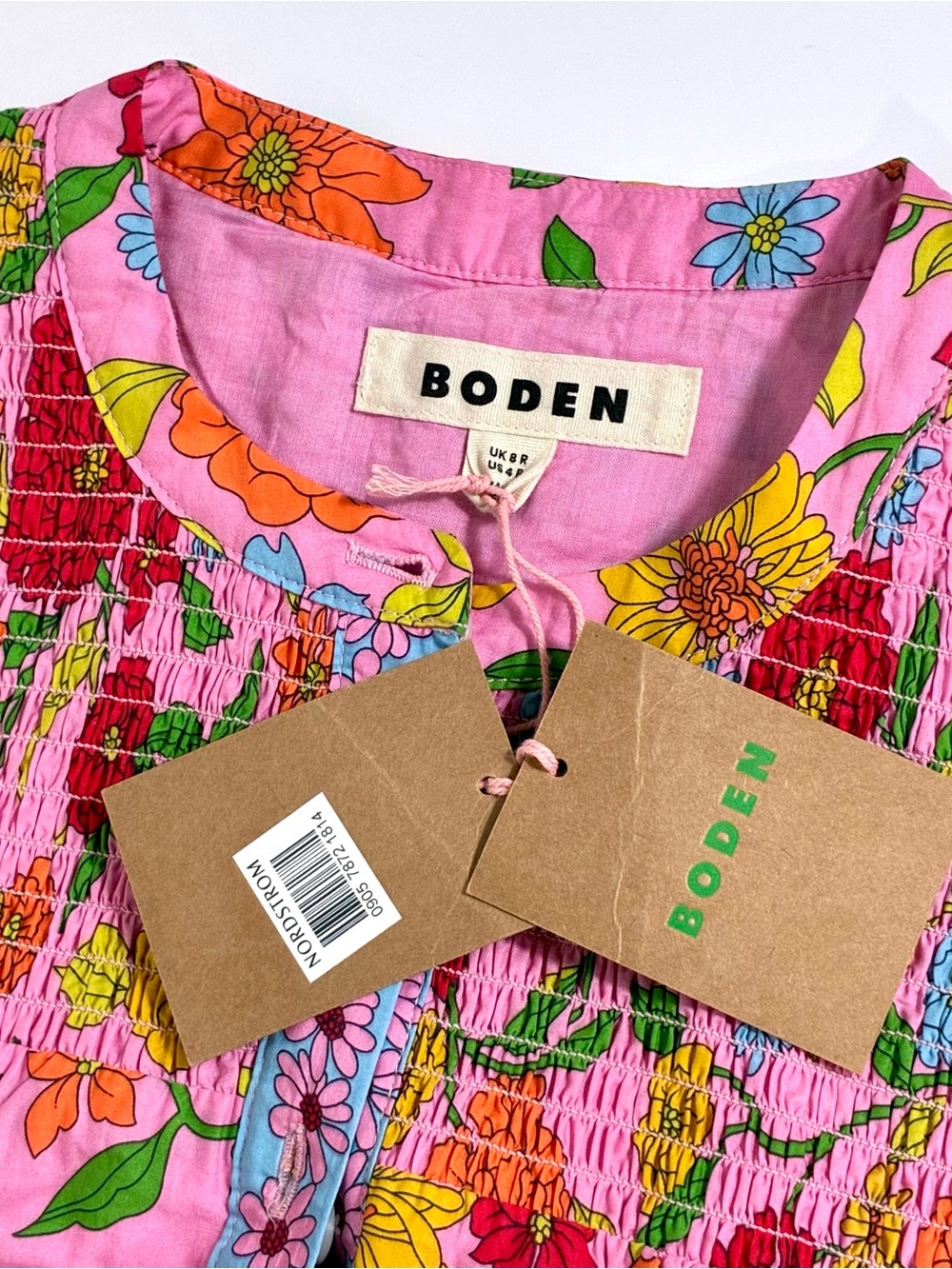 Boden Cecily Floral Long Sleeve Cotton Shirt Dress Dahlia Trail 4 US NWT - Picture 6 of 17